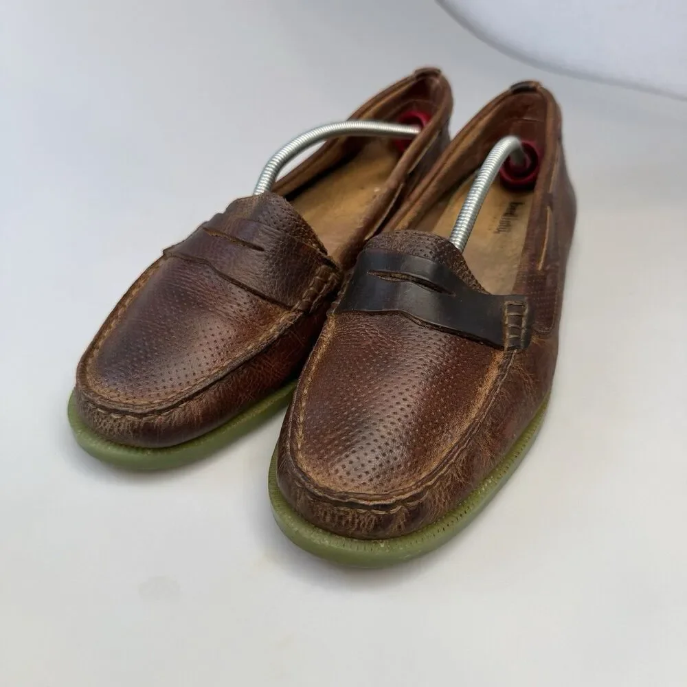 Bed Stu Aunt Mildred Womens Size 41 US 10.5 Tan Leather Penny Loafer Shoe EUC